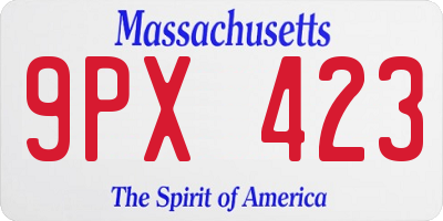MA license plate 9PX423