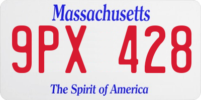 MA license plate 9PX428