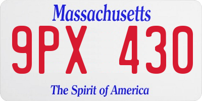 MA license plate 9PX430