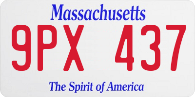 MA license plate 9PX437