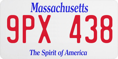 MA license plate 9PX438