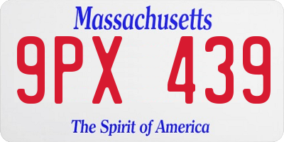 MA license plate 9PX439