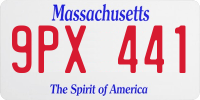 MA license plate 9PX441