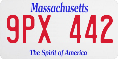 MA license plate 9PX442
