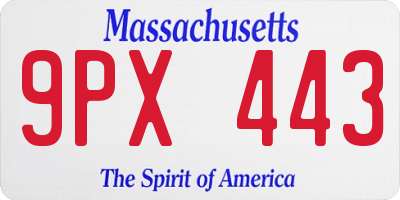 MA license plate 9PX443