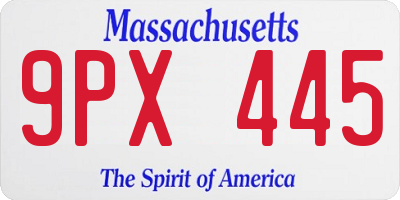MA license plate 9PX445