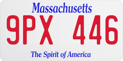 MA license plate 9PX446