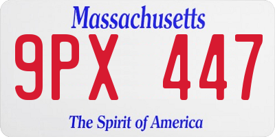 MA license plate 9PX447