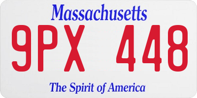 MA license plate 9PX448