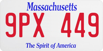 MA license plate 9PX449