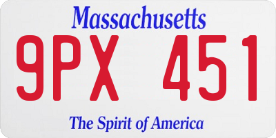 MA license plate 9PX451