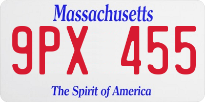 MA license plate 9PX455