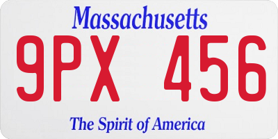 MA license plate 9PX456