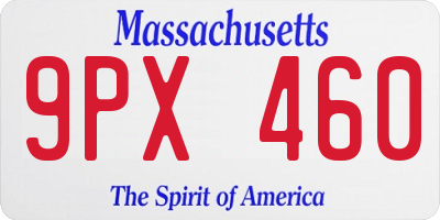 MA license plate 9PX460