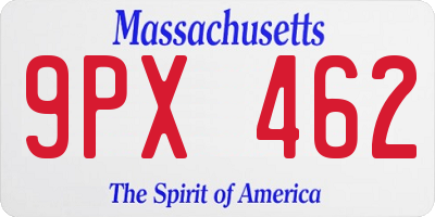 MA license plate 9PX462