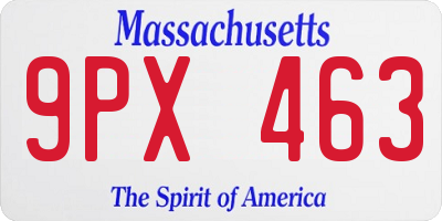 MA license plate 9PX463