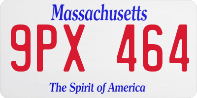 MA license plate 9PX464