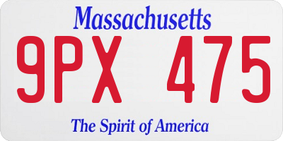 MA license plate 9PX475