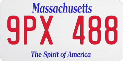 MA license plate 9PX488