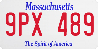 MA license plate 9PX489