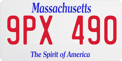 MA license plate 9PX490