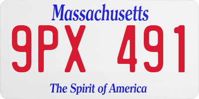 MA license plate 9PX491