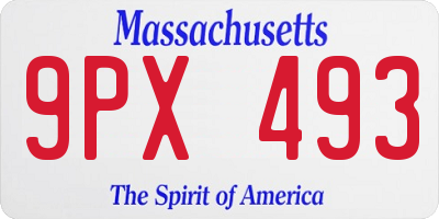 MA license plate 9PX493