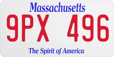 MA license plate 9PX496
