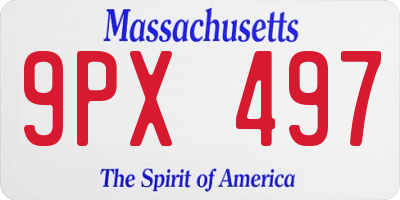 MA license plate 9PX497