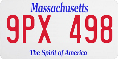 MA license plate 9PX498