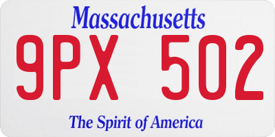 MA license plate 9PX502