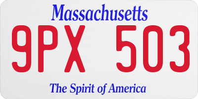MA license plate 9PX503