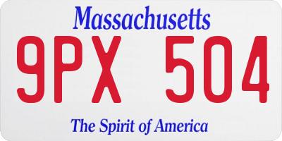 MA license plate 9PX504