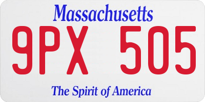 MA license plate 9PX505