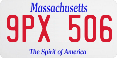 MA license plate 9PX506