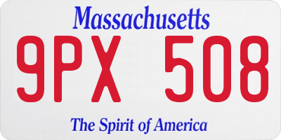 MA license plate 9PX508