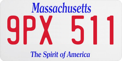 MA license plate 9PX511