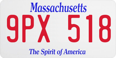 MA license plate 9PX518