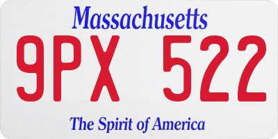 MA license plate 9PX522