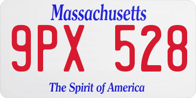 MA license plate 9PX528