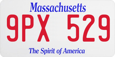 MA license plate 9PX529