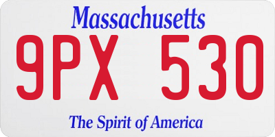 MA license plate 9PX530