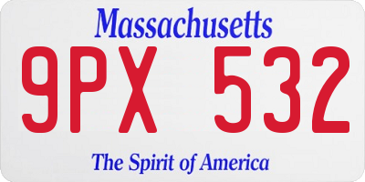 MA license plate 9PX532
