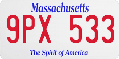 MA license plate 9PX533
