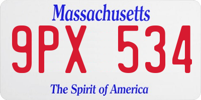 MA license plate 9PX534
