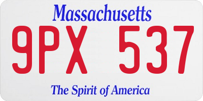 MA license plate 9PX537