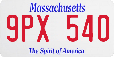 MA license plate 9PX540