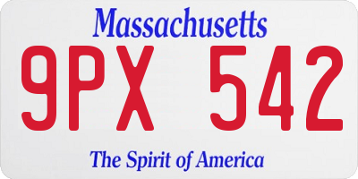 MA license plate 9PX542