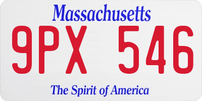 MA license plate 9PX546
