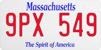 MA license plate 9PX549